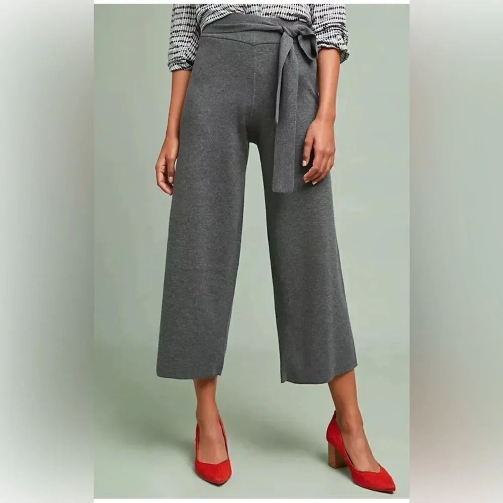 Michael Stars Belted Wide Leg Pants Gray Knit Size S